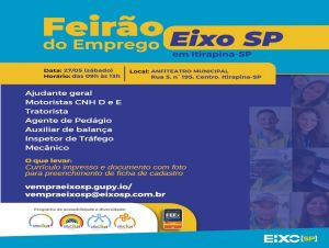 Itirapina terá feirão de emprego da Eixo SP, neste sábado