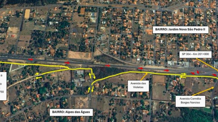 Obras de duplicação alteram acesso a bairro de São Pedro na SP 304
