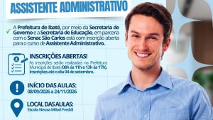 Ibaté oferece curso gratuito de Assistente Administrativo