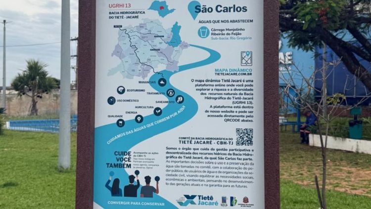 Saae recebe totem educativo do comitê da bacia hidrográfica do Tietê-Jacaré