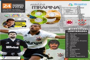 Jogo máster entre Itirapina F.C x S.C Corinthians acontece neste domingo
