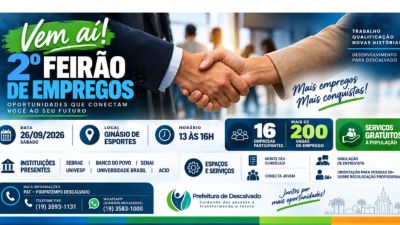 Descalvado realiza 2º Feirão de Empregos com mais de 200 vagas e serviços gratuitos à população"