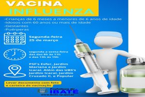 IBATÉ: Campanha de vacinação contra gripe começa nesta segunda (25)