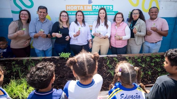 Horta em pallets amplia educação ambiental no Cemei Dário Rodrigues