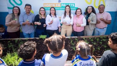 Horta em pallets amplia educação ambiental no Cemei Dário Rodrigues