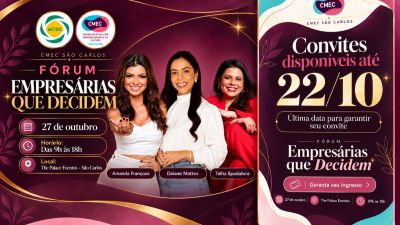 Inscrições para o 4º Fórum Empresárias que Decidem em São Carlos terminam nesta quinta-feira (22)