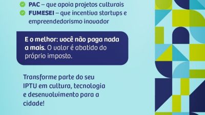 IPTU: Parte do imposto pode ser destinado para a cultura e o empreendedorismo