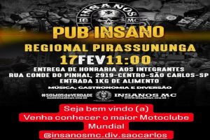 Entrega de Honraria aos Integrantes do Motoclube Insanos MC acontece no sábado, 17