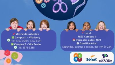 Fesc abre inscrições para curso gratuito de moda infantil em parceria com senac e prefeitura