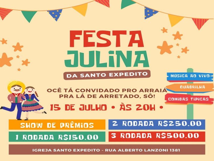 Paróquia Santo Expedito realiza Missa Sertaneja e Festa Julina neste sábado