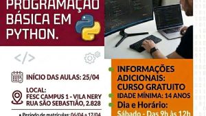 Fesc abre inscrições para curso gratuito de programação básica em Python