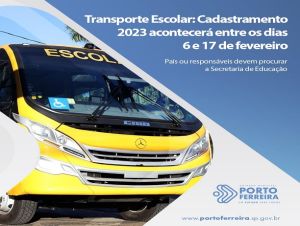 Transporte Escolar: Cadastramento 2023 acontecerá entre os dias 6 e 17 de fevereiro