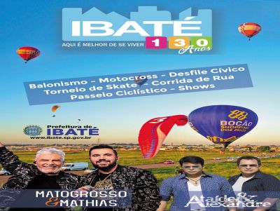 Prefeitura divulga programação das Festividades dos 130 anos de Ibaté