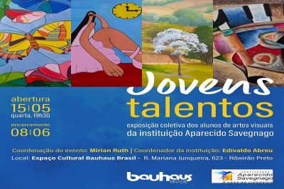 Exposição coletiva “Jovens Talentos” traz artes de alunos da Instituição Aparecido Savegnago