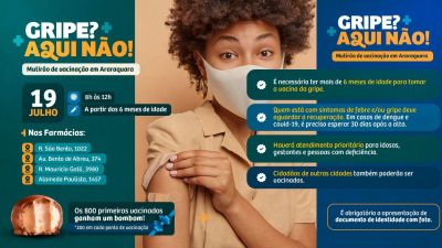 Mutirão de vacinação contra a gripe será realizado neste sábado (19)