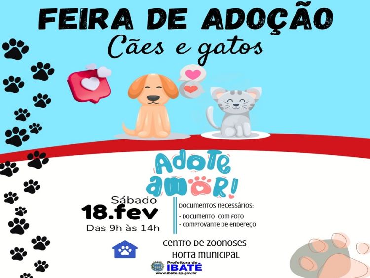 Neste sábado (18), tem Feira de Adoção no Centro de Controle de Zoonoses de Ibaté