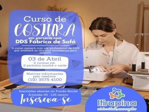 Fundo Social está com inscrições abertas para curso de costura