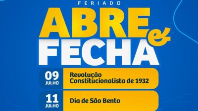 Confira o abre e fecha da Prefeitura de Araraquara nos feriados da Revolução Constitucionalista e do padroeiro São Bento
