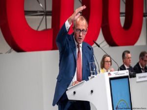 Friedrich Merz participou da campanha eleitoral em Berlim