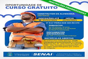 Prorrogadas as inscrições para o curso de Construtor de Alvenaria