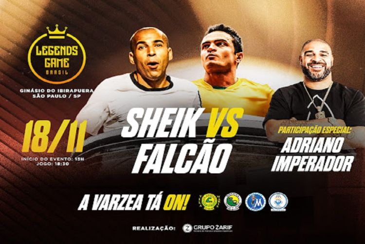 Falcão e Emerson Sheik estarão no Legends Game Brasil no Ginásio do Ibirapuera