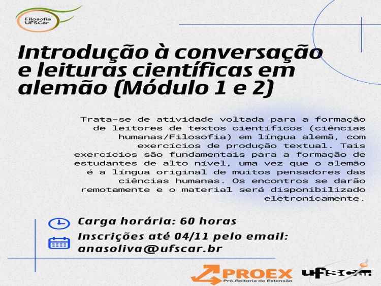 UFSCar oferece curso online de conversação e leituras científicas em alemão