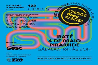 Circuito Sesc de Artes traz para Ibaté apresentações gratuitas no próximo dia 04 de maio