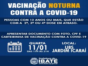 Secretaria de Saúde de Ibaté realiza Vacinação Noturna contra a Covid-19 nesta quarta-feira (11)