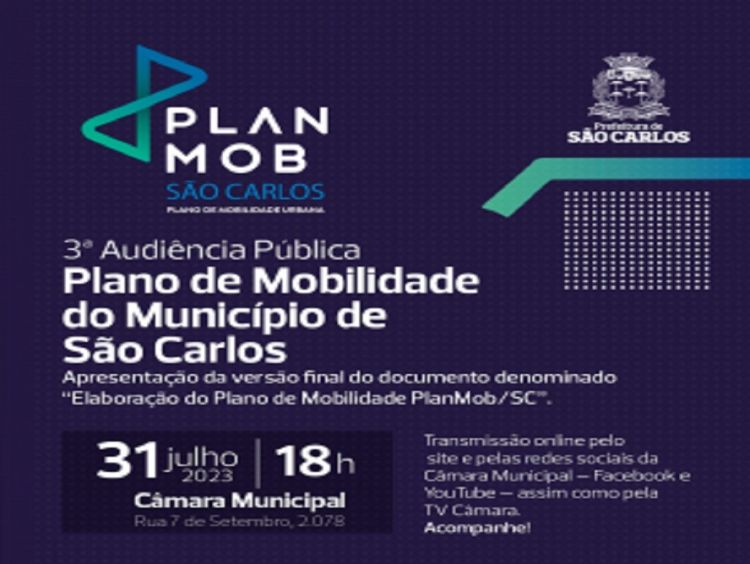 Terceira audiência pública do plano de mobilidade urbana será realizada nesta segunda-feira