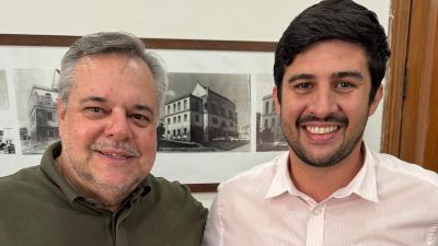 Ex-deputado Lobbe Neto visita Câmara e parabeniza presidente Bruno Zancheta