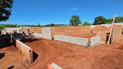 Novo prédio do Cemei Dionísio da Silva entra em fase de elevação das paredes em Santa Eudóxia