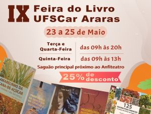 IX Feira do Livro do Campus Araras da UFSCar acontece entre os dias 23 e 25 de maio