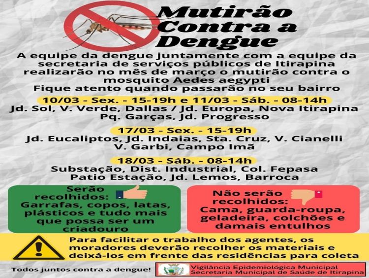 Itirapina realiza mutirão contra dengue