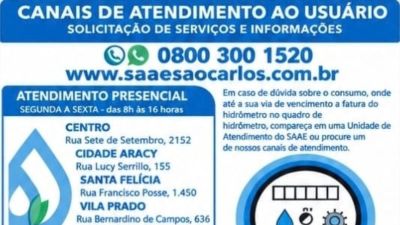 Saae esclarece: conta de água esgoto e resíduos está de cara nova